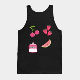 Y2k Coquette Berry Design Sticker Pack Pink Tank Top